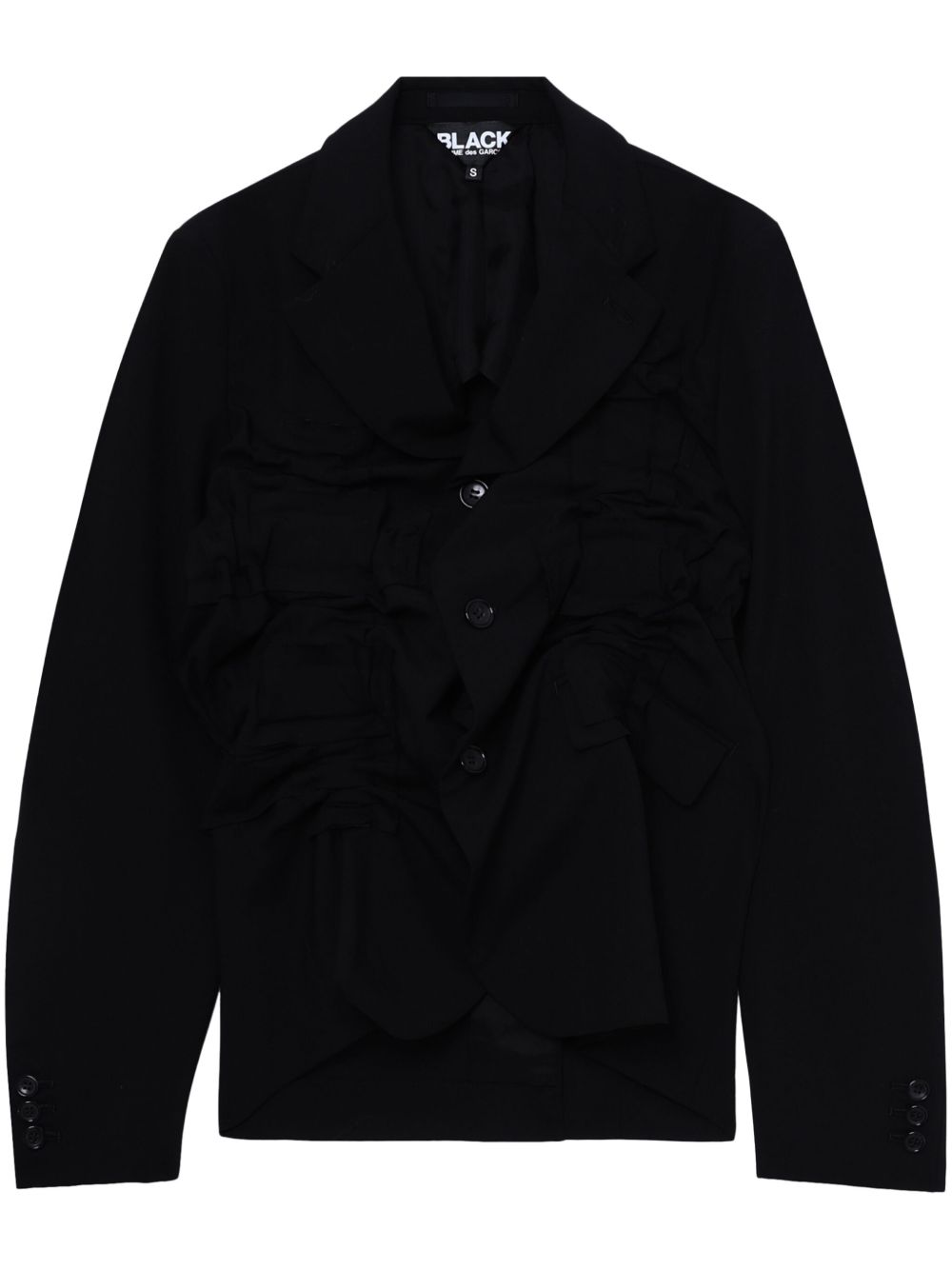 Black Comme Des Garçons 单排扣羊毛西装夹克 - 黑色