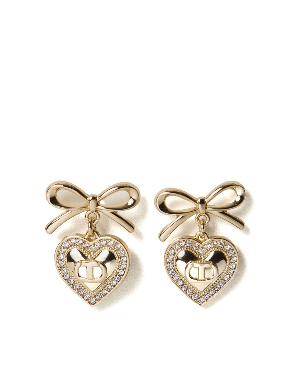 TWINSET Heart Oval T 耳环 - 金色