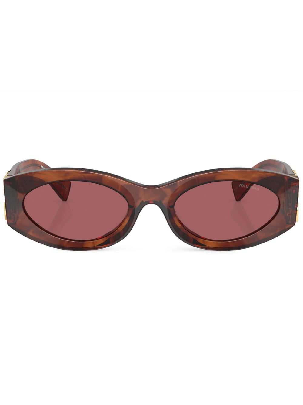 Miu Miu Eyewear logo椭圆框太阳眼镜 - 褐色
