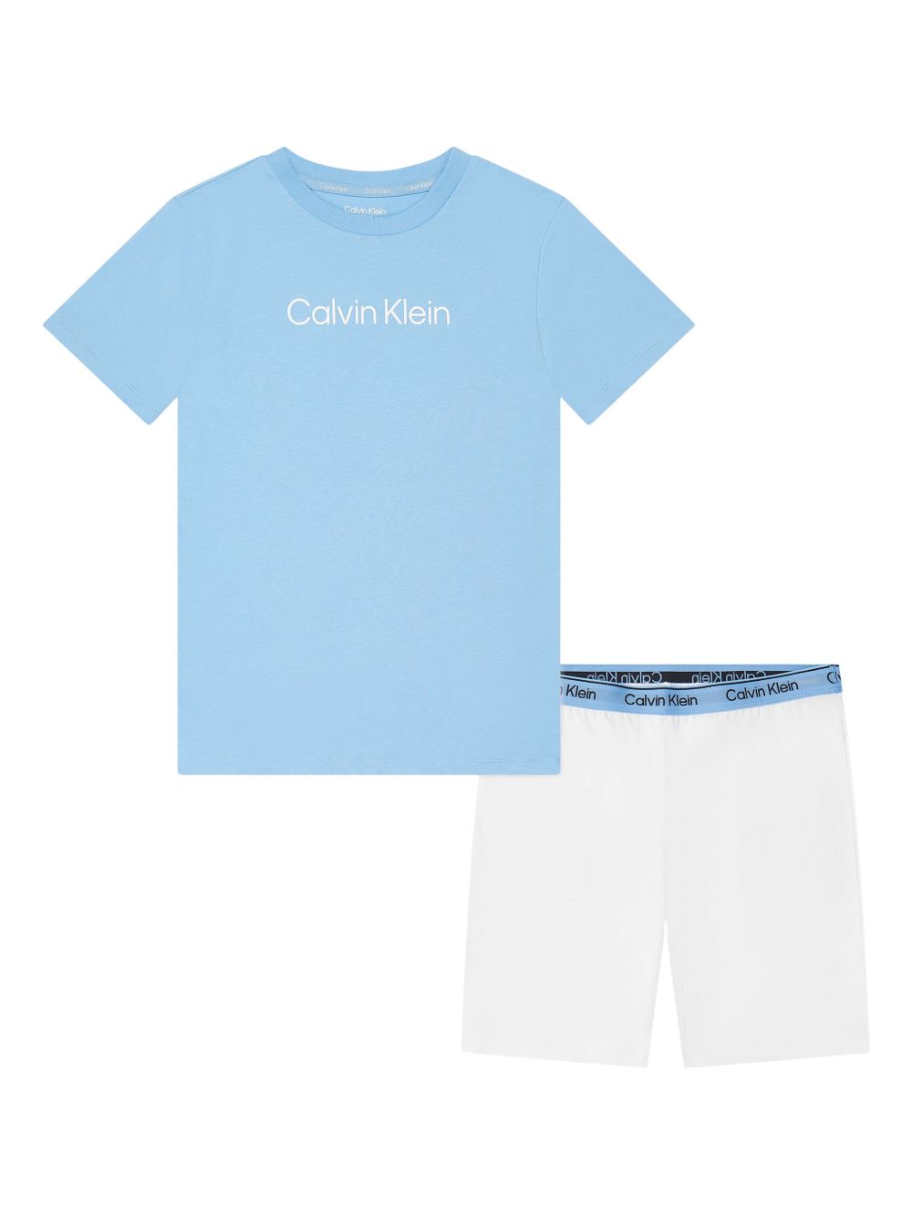 Calvin Klein Kids logo腰边四角裤（两件装） - 白色