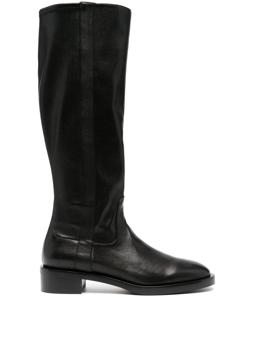 Stuart Weitzman Sadie II 低跟皮质及膝靴 - 黑色