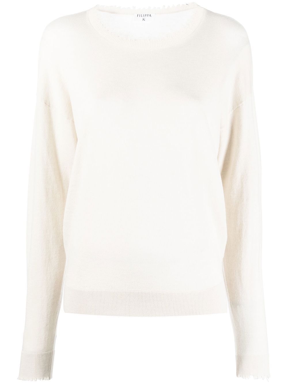 Filippa K 磨损边领细节毛衣 - 白色