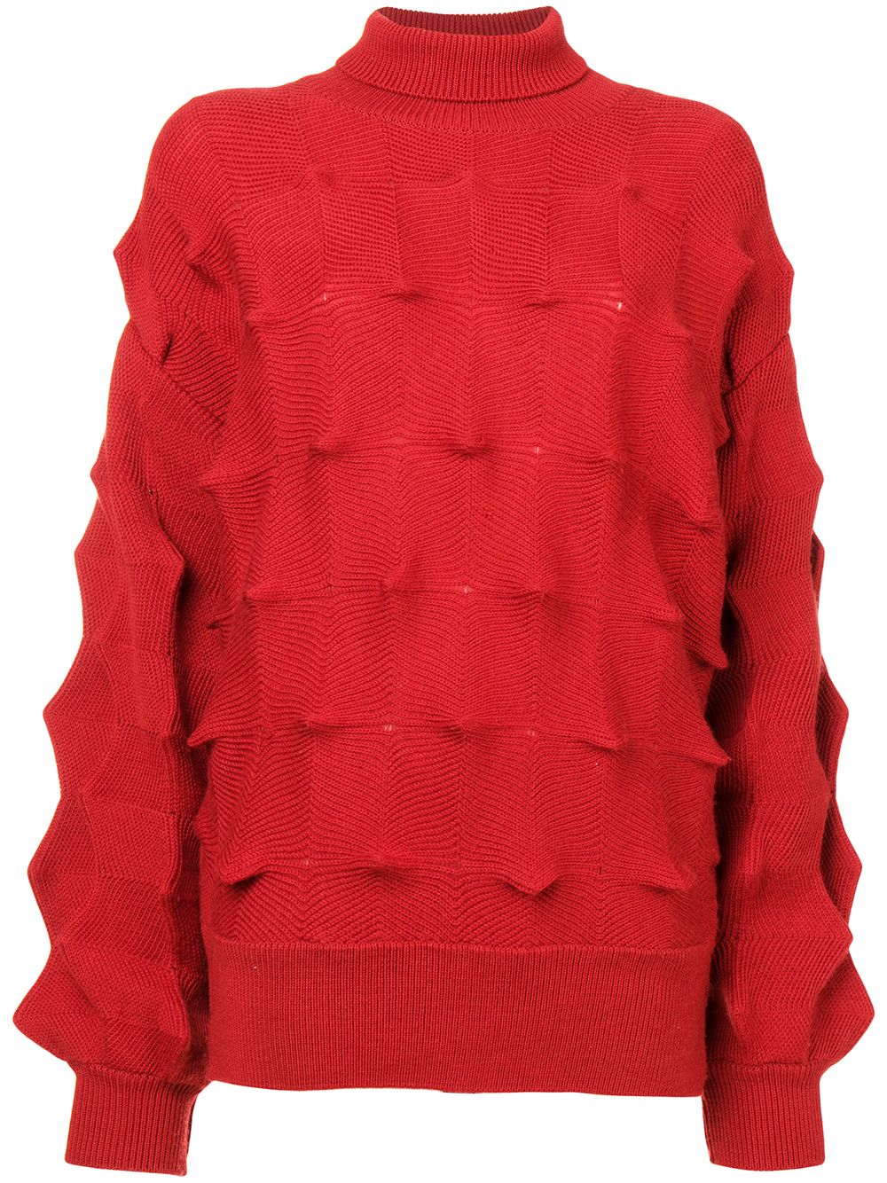 Issey Miyake Pre-Owned 古着z字形图案立体感高领毛衣 - 红色