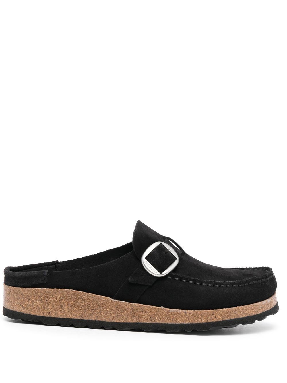 Birkenstock 露趾绒面皮穆勒鞋 - 黑色