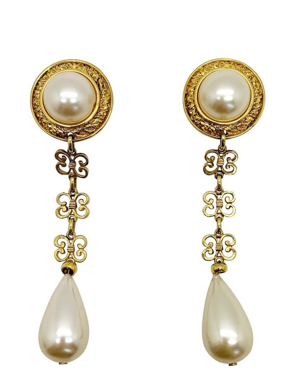 Jennifer Gibson Jewellery Vintage statement pearl bomb earrings 1980s - 金色