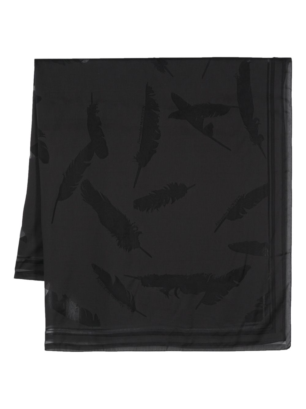 Alexander McQueen logo缀饰围巾 - 黑色