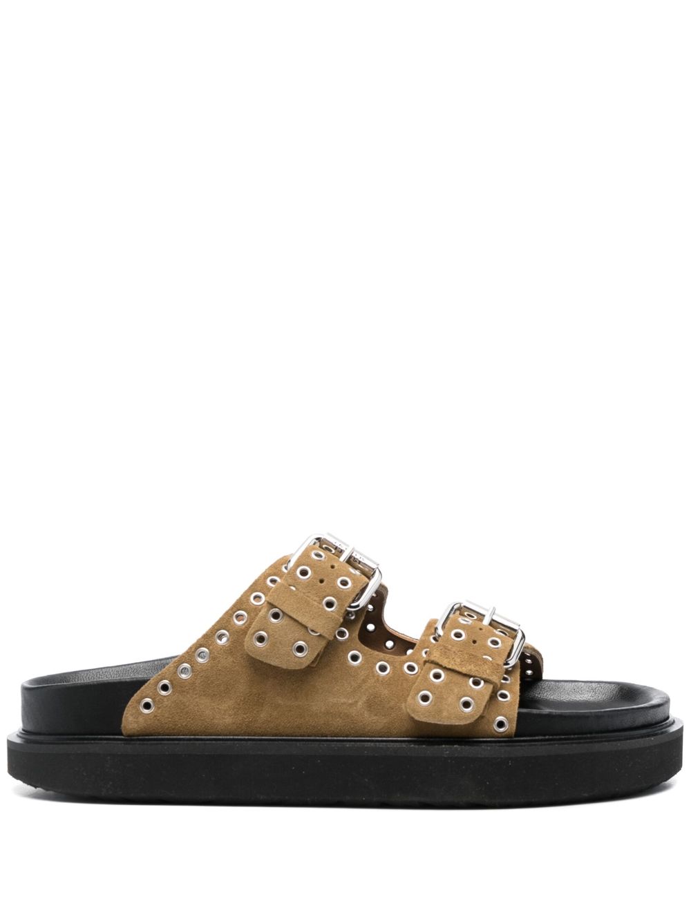 ISABEL MARANT 孔眼缀饰绒面皮拖鞋 - 中性色