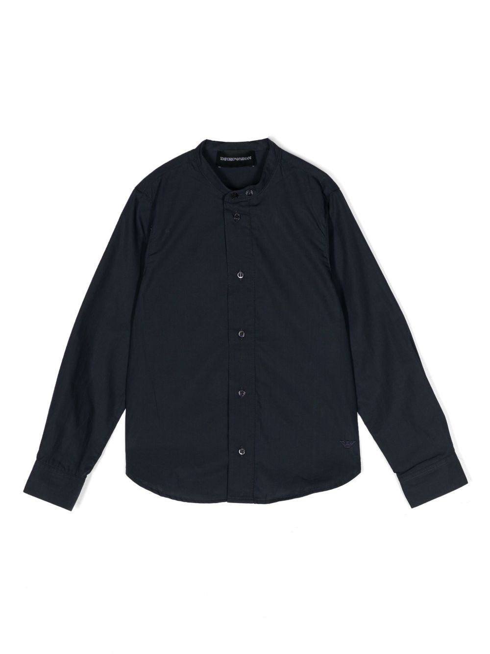 Emporio Armani Kids logo刺绣棉衬衫 - 蓝色