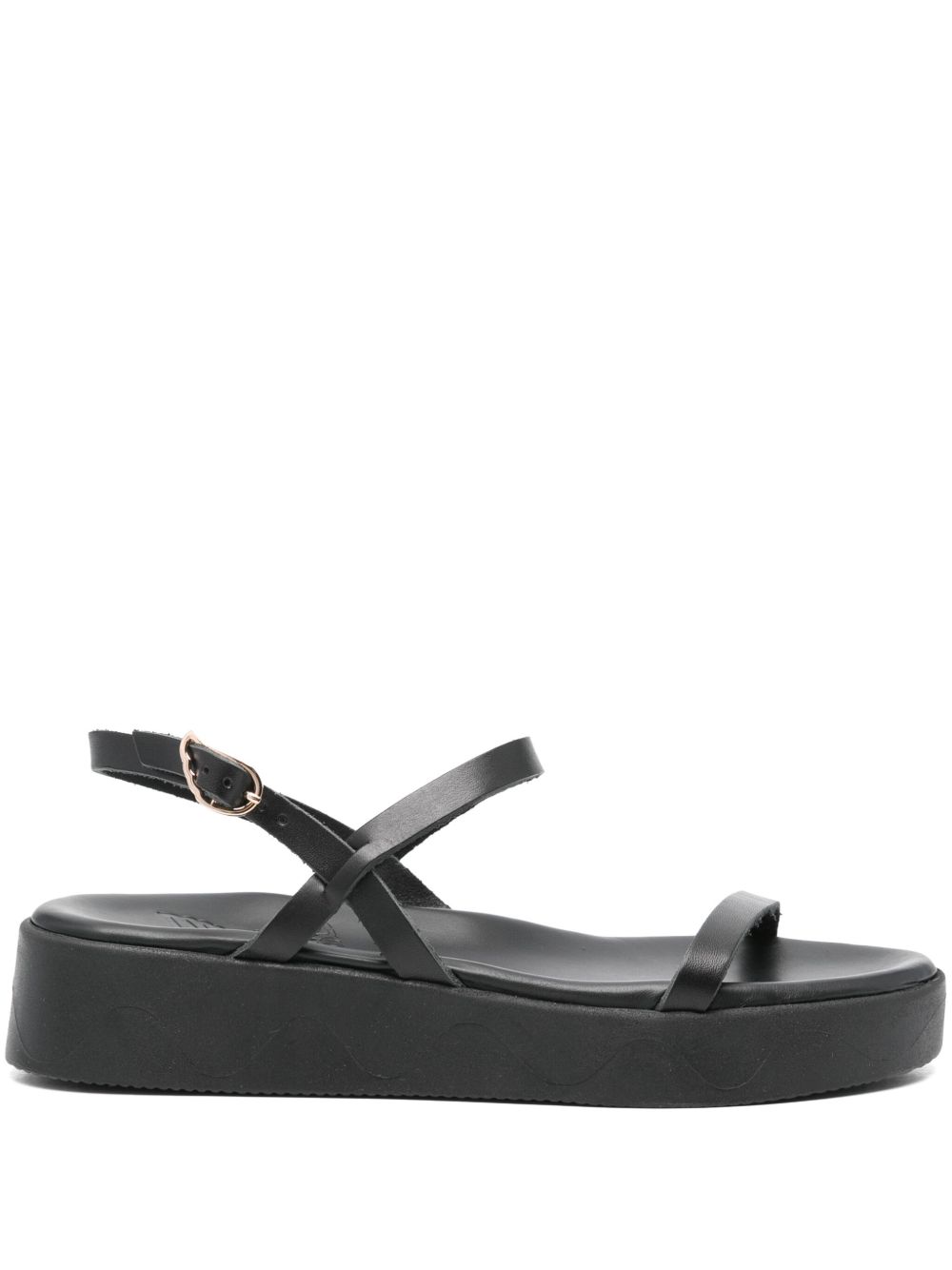 Ancient Greek Sandals Dokos 平底皮质凉鞋 - 黑色