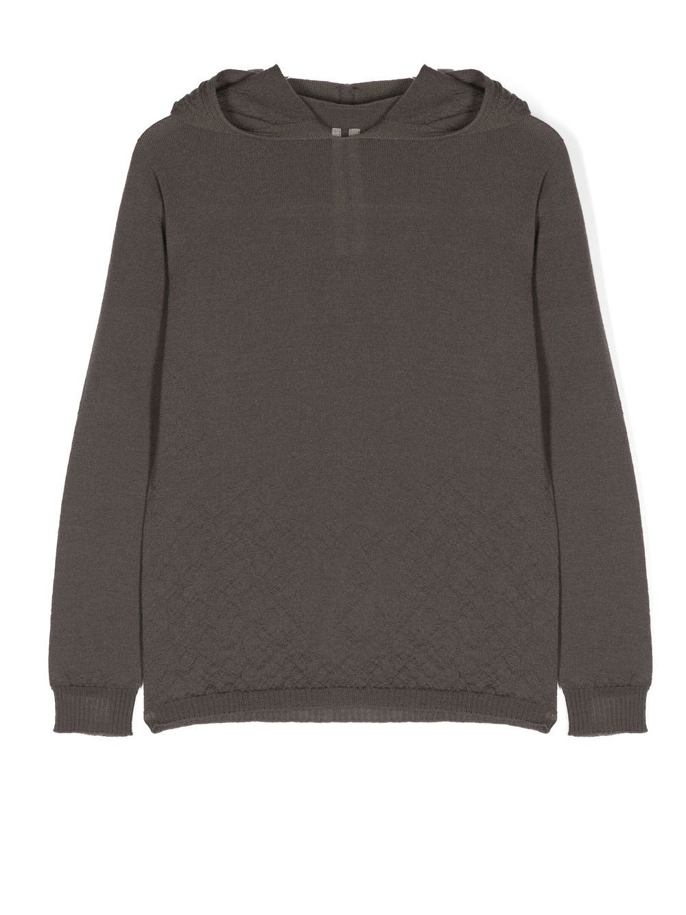 Rick Owens Kids 抽绳初剪羊毛连帽衫 - 灰色