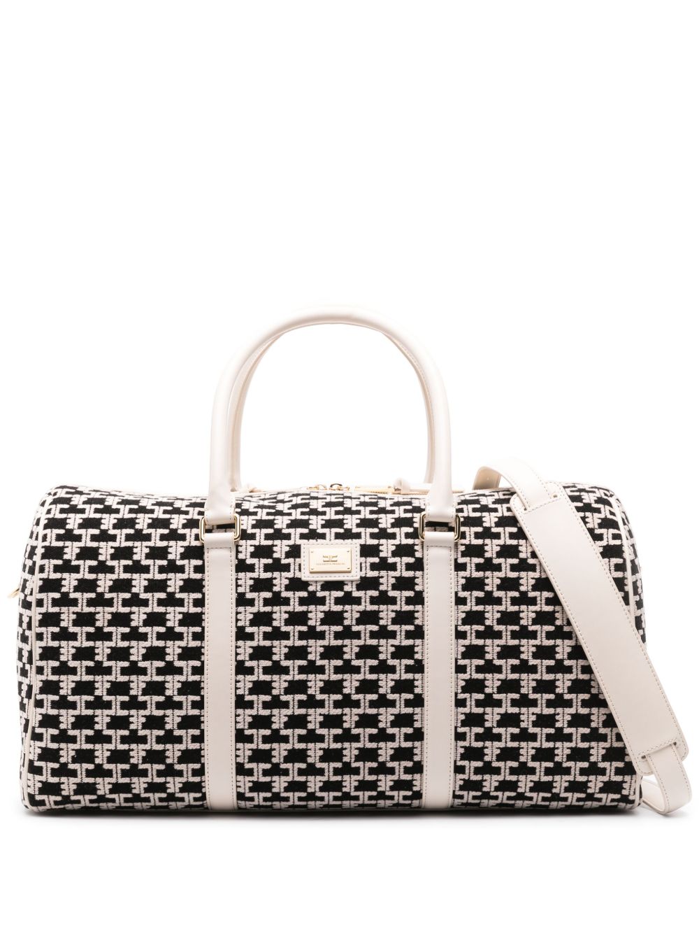 Elisabetta Franchi Weekender 经典印花图案旅行包 - 黑色