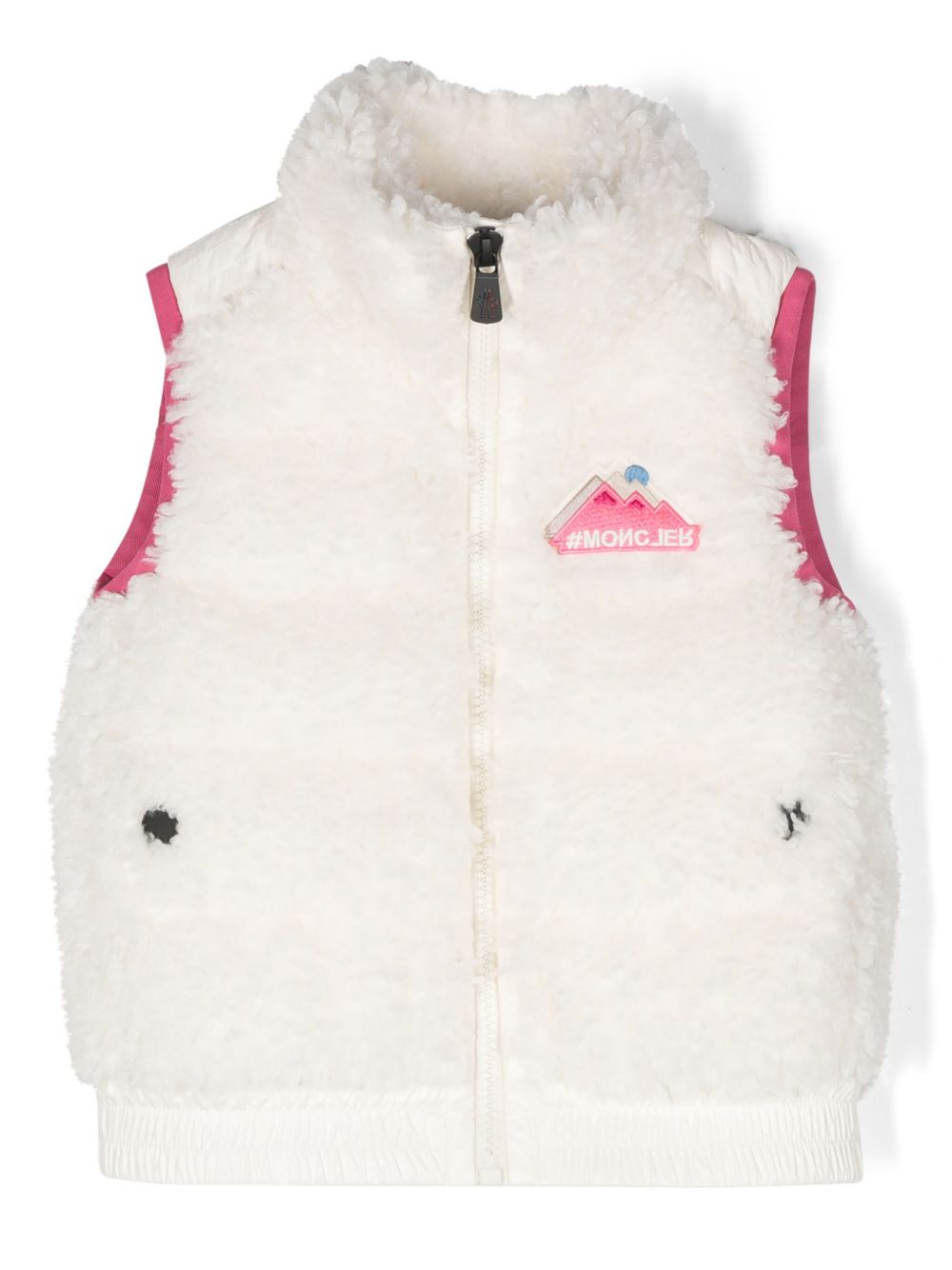 Moncler Enfant logo刺绣抓绒马甲 - 白色
