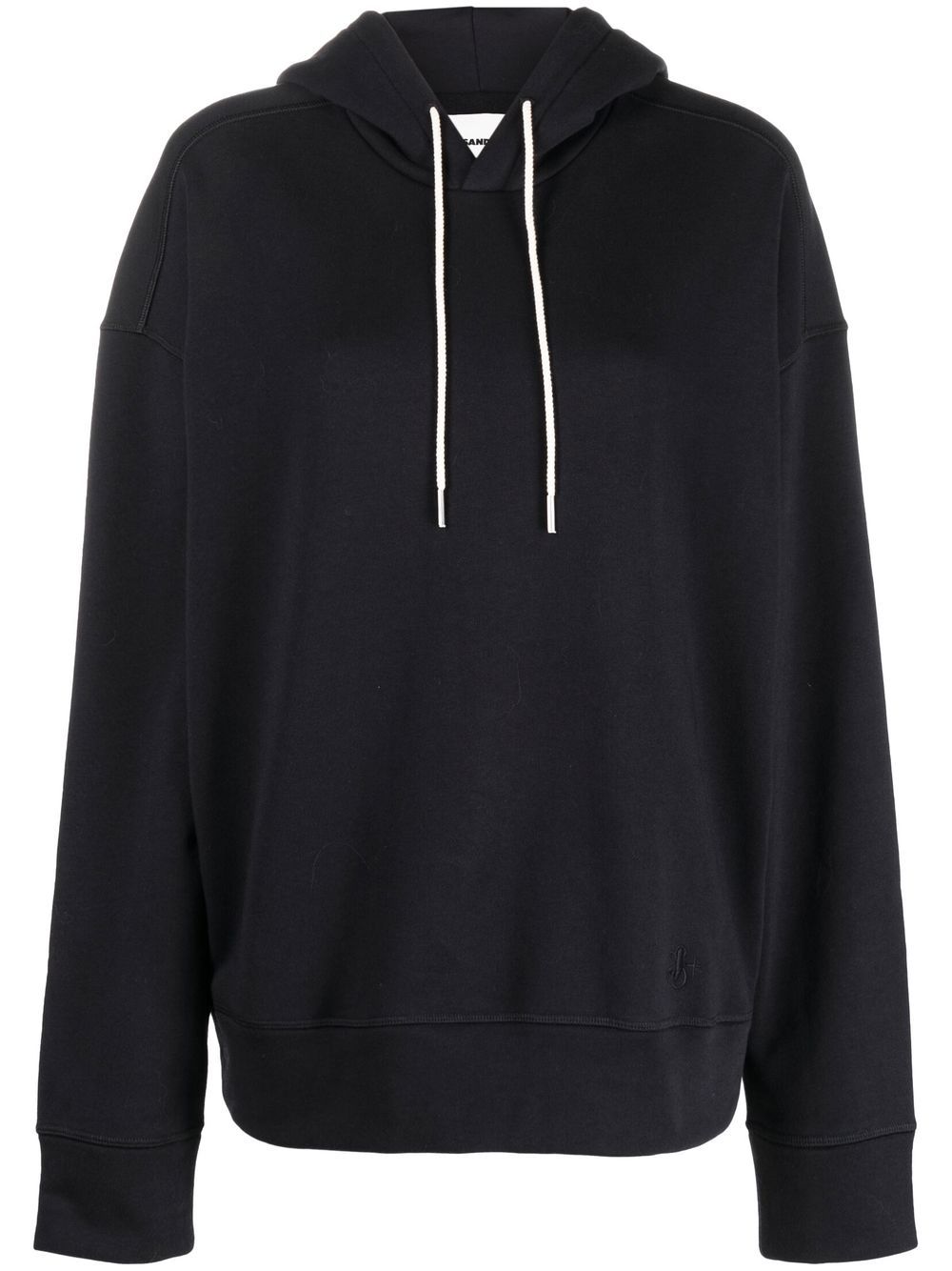 Jil Sander logo刺绣抽绳连帽衫 - 蓝色