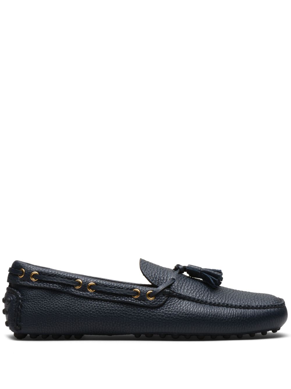 Car Shoe 流苏细节皮质帆船鞋 - 蓝色
