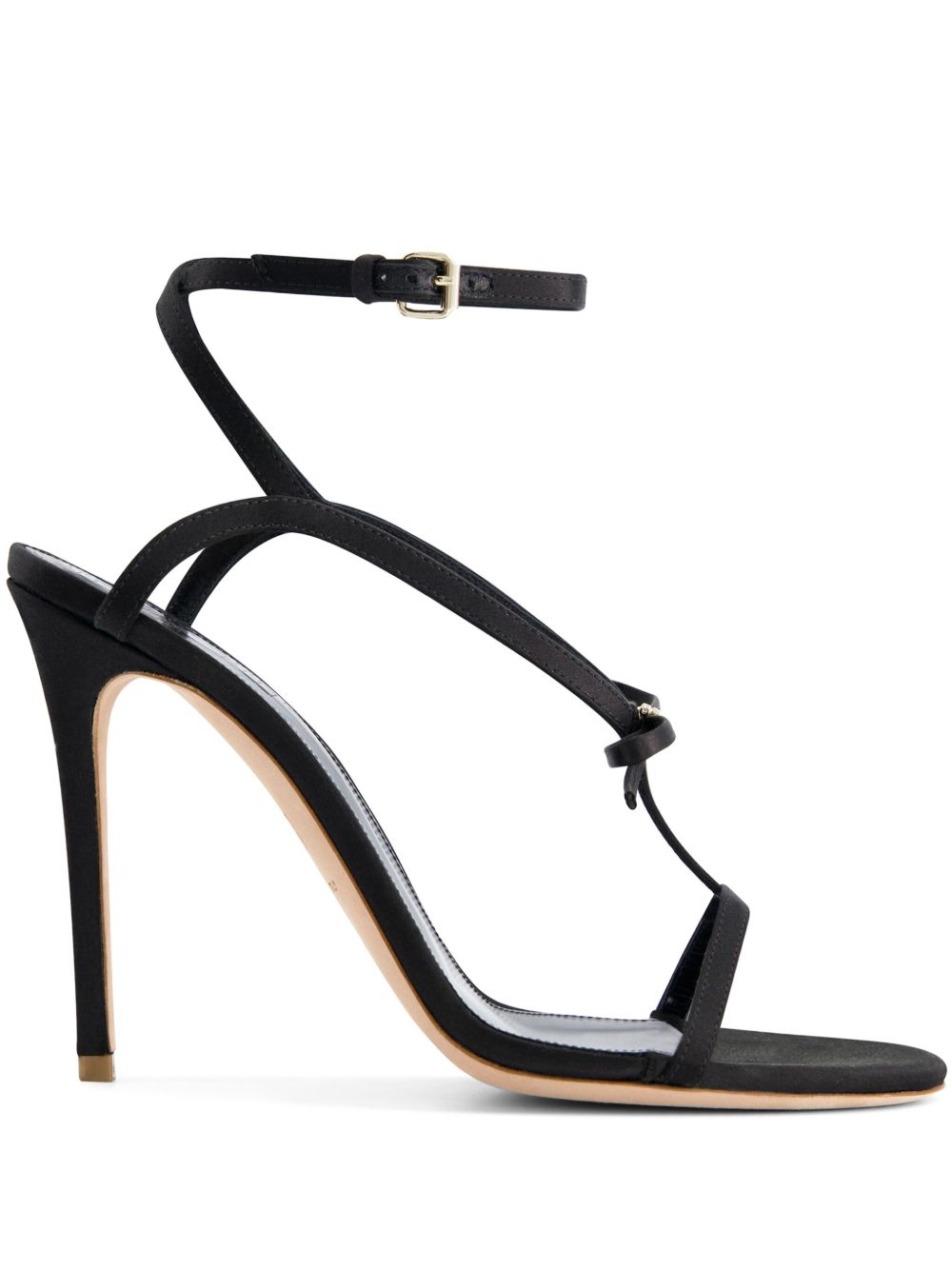 Giambattista Valli 蝴蝶结缀饰缎面高跟凉鞋 - 黑色