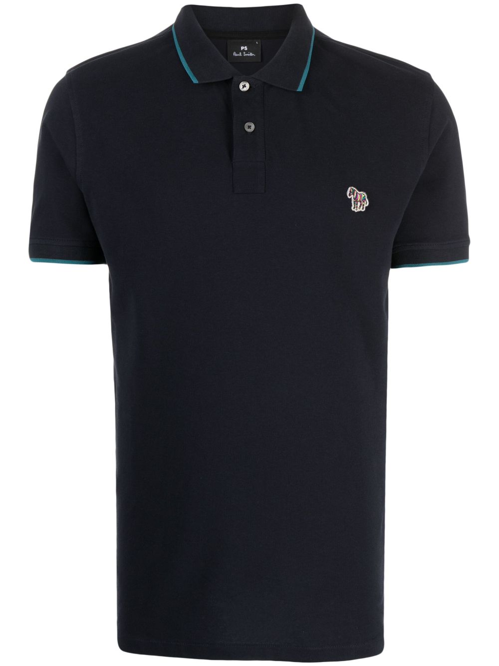 PS Paul Smith logo刺绣棉polo衫 - 黑色
