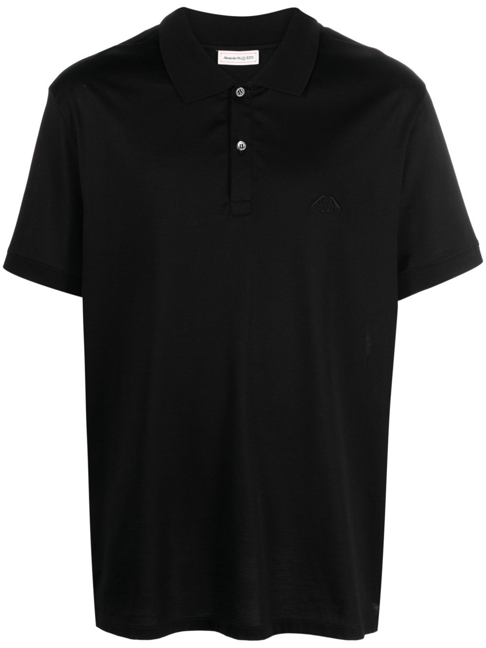 Alexander McQueen Seal logo刺绣polo衫 - 黑色