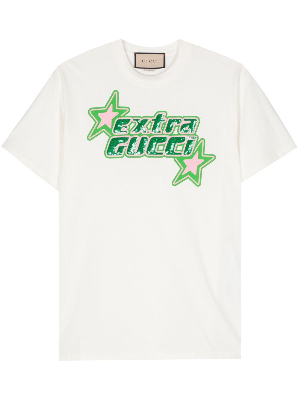 Gucci logo亮片T恤 - 白色
