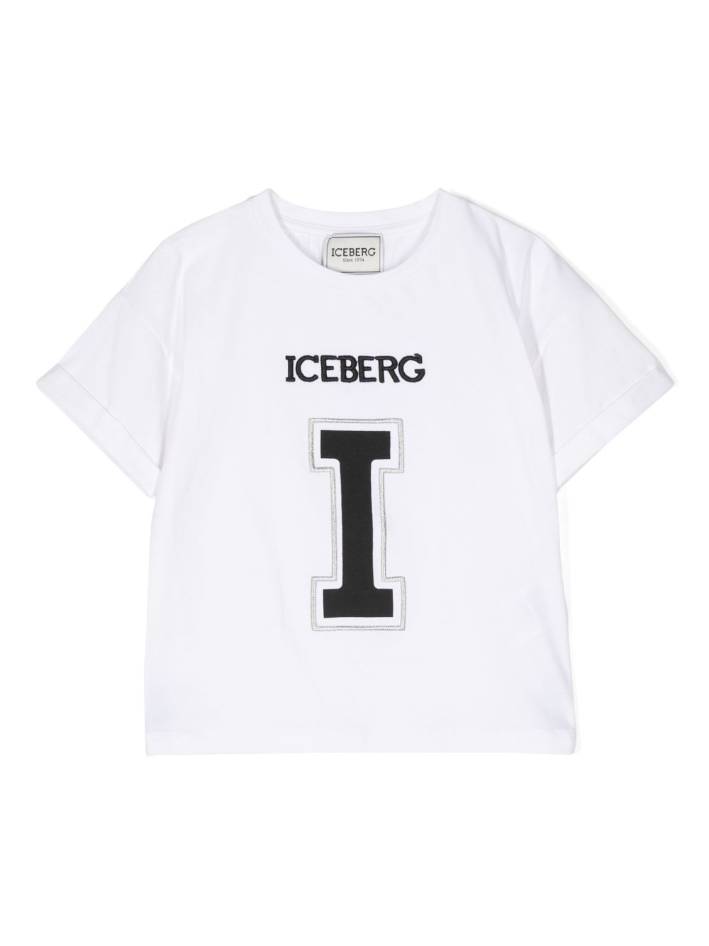 Iceberg Kids logo刺绣圆领T恤 - 白色