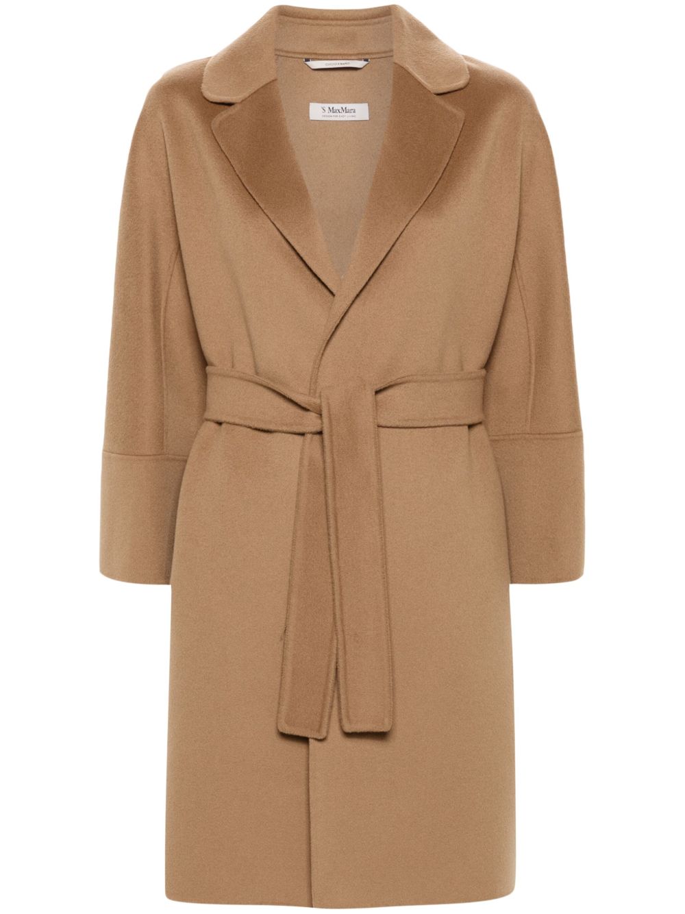 'S Max Mara Arona 初剪羊毛束腰大衣 - 褐色