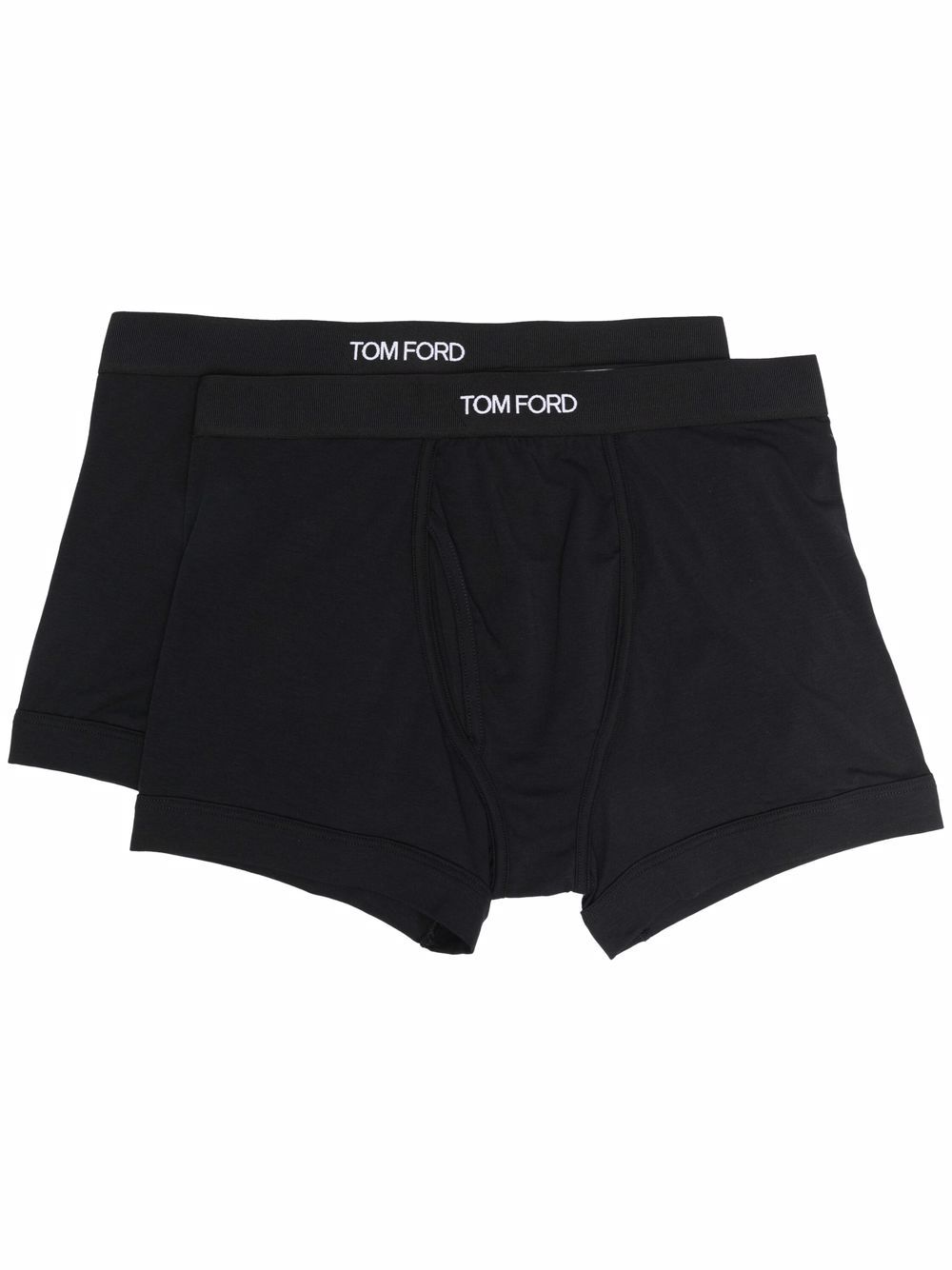 TOM FORD 汤姆福特 logo裤腰紧身四角裤（两件装） - 黑色