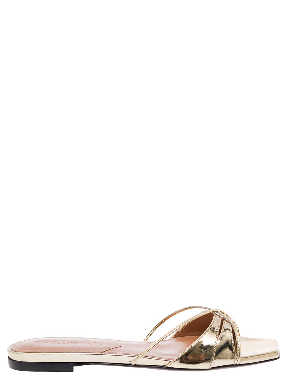 D'Accori lust Gold-colored Flat Sandals With Criss-cross Straps In Metallic Fabric Woman
