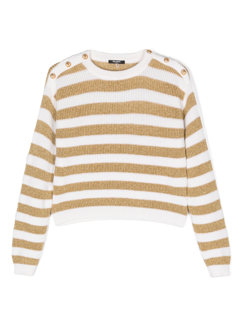 Balmain Kids 条纹图案毛衣 - 白色