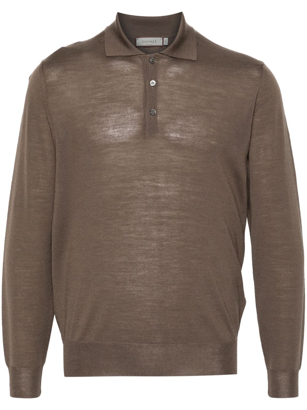 Canali 美利诺羊毛混纺polo衫 - 褐色