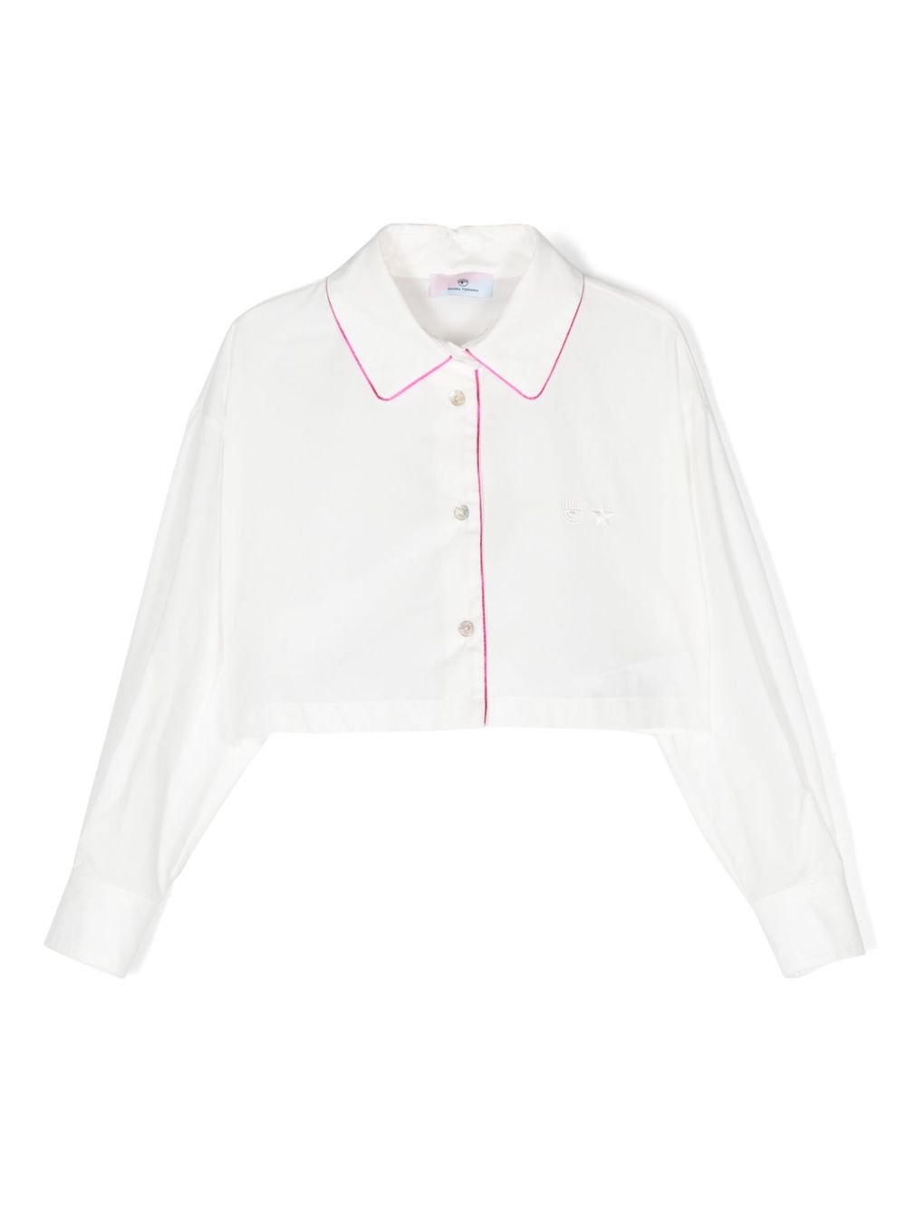 Chiara Ferragni Kids Eyelike logo刺绣短款衬衫 - 白色