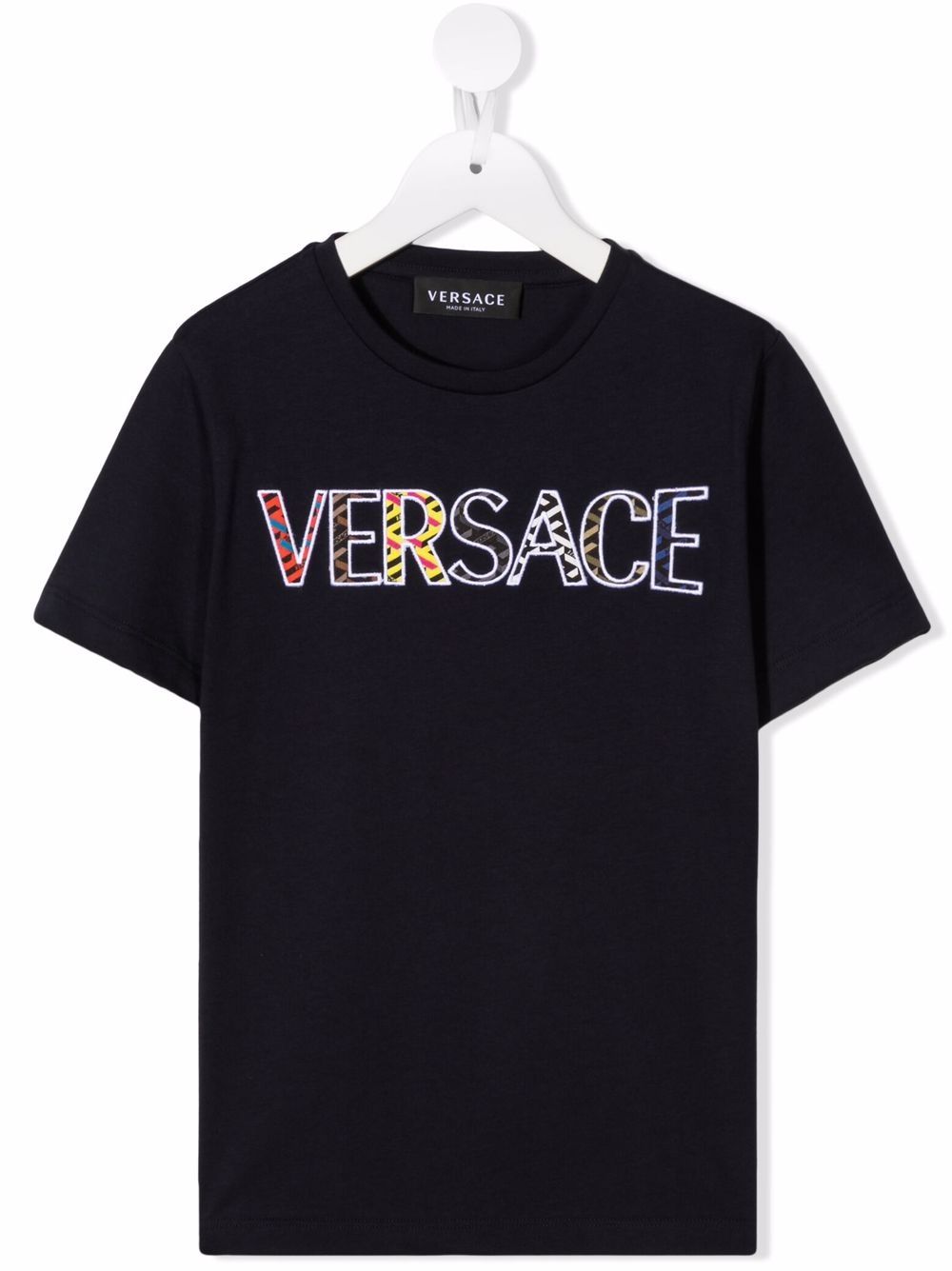Versace Kids 范思哲 logo贴花T恤 - 蓝色