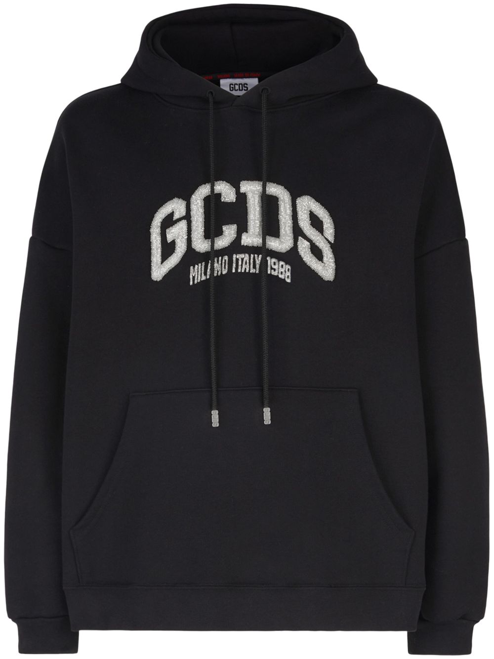GCDS logo缀饰棉连帽衫 - 黑色