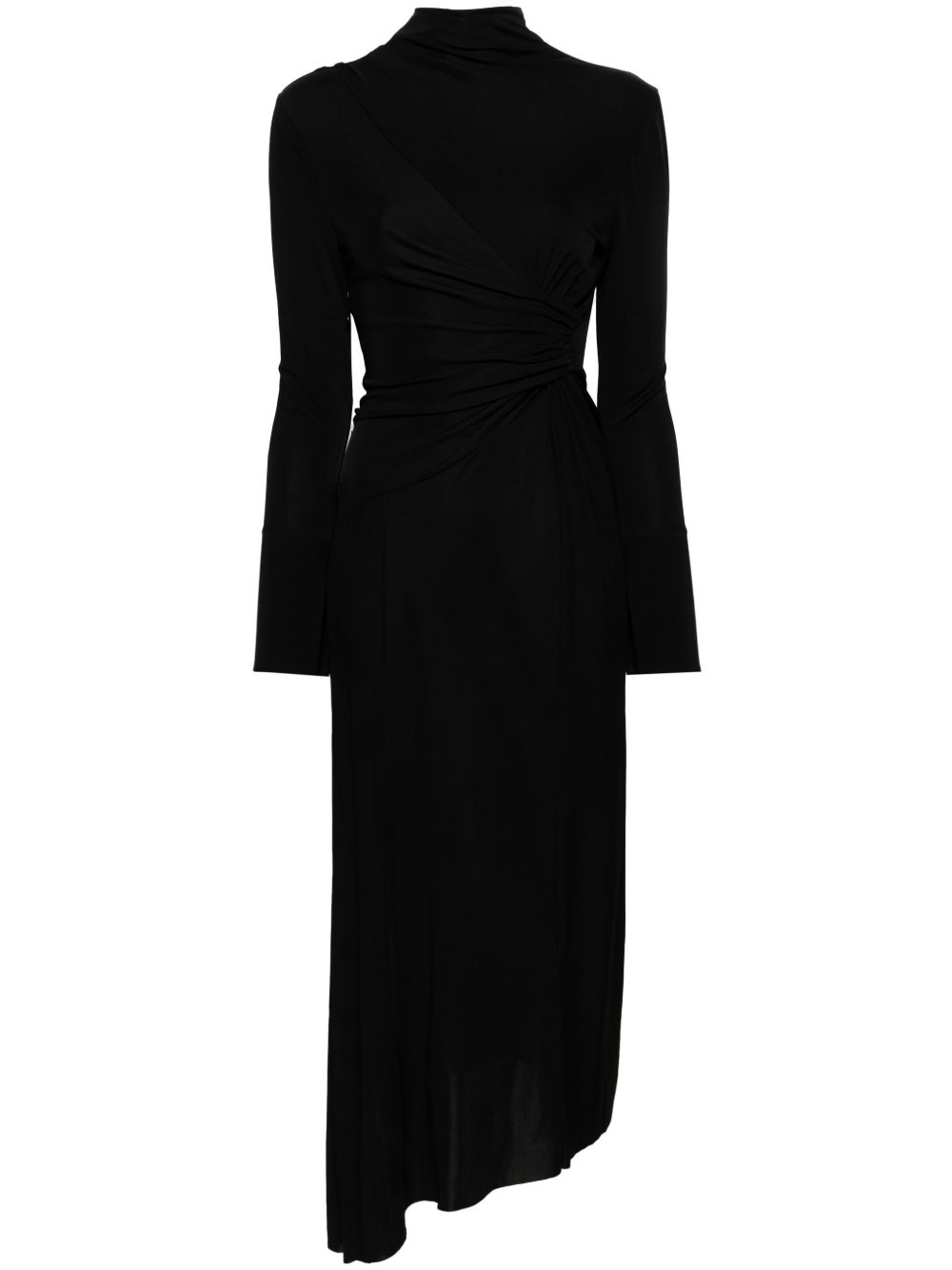 Victoria Beckham 旋褶中长连衣裙 - 黑色