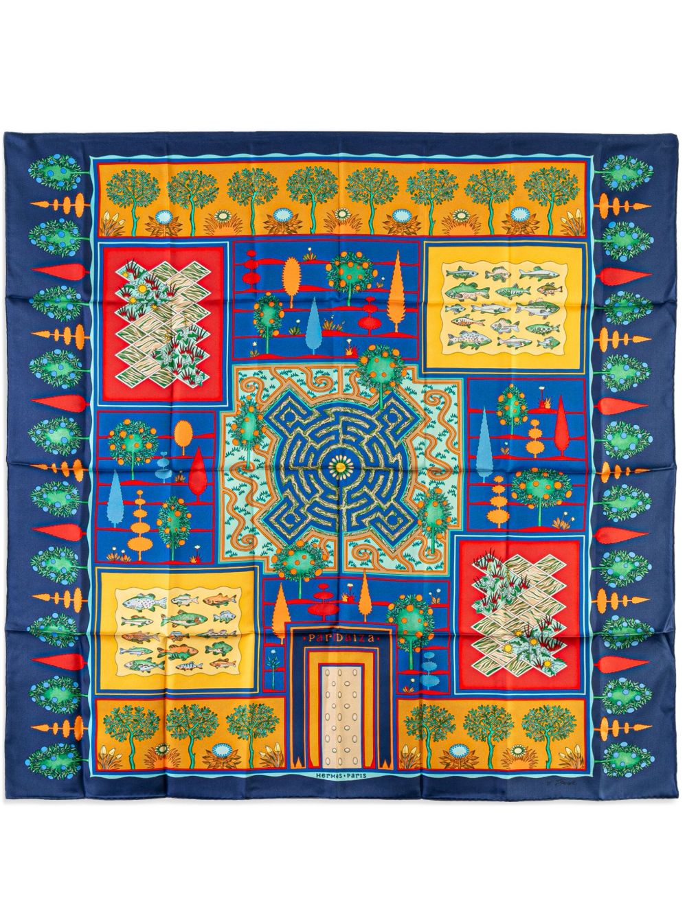 Hermès Pre-Owned Paridaiza 真丝围巾（1900年代典藏款） - 蓝色