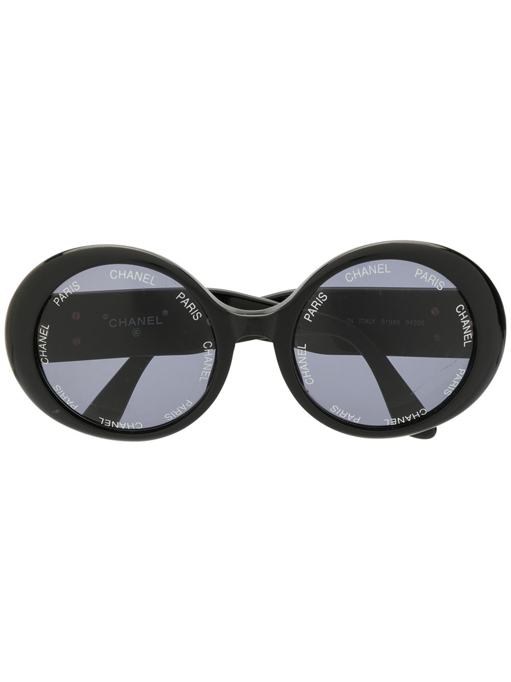 CHANEL Pre-Owned CC 圆框太阳眼镜（1990年代典藏款） - 黑色