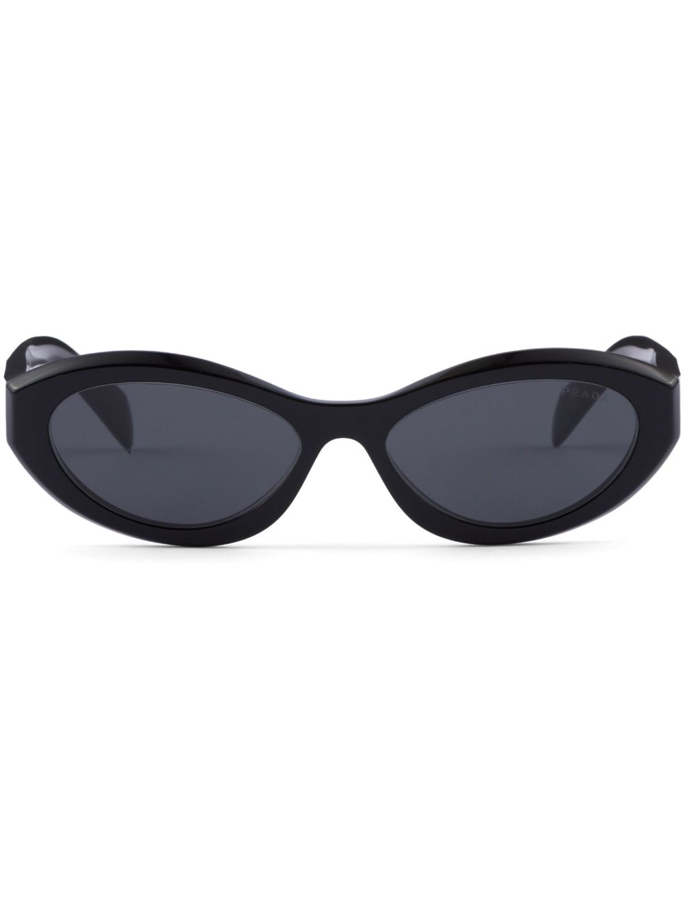 Prada Eyewear Symbole 椭圆形镜框太阳眼镜 - 黑色