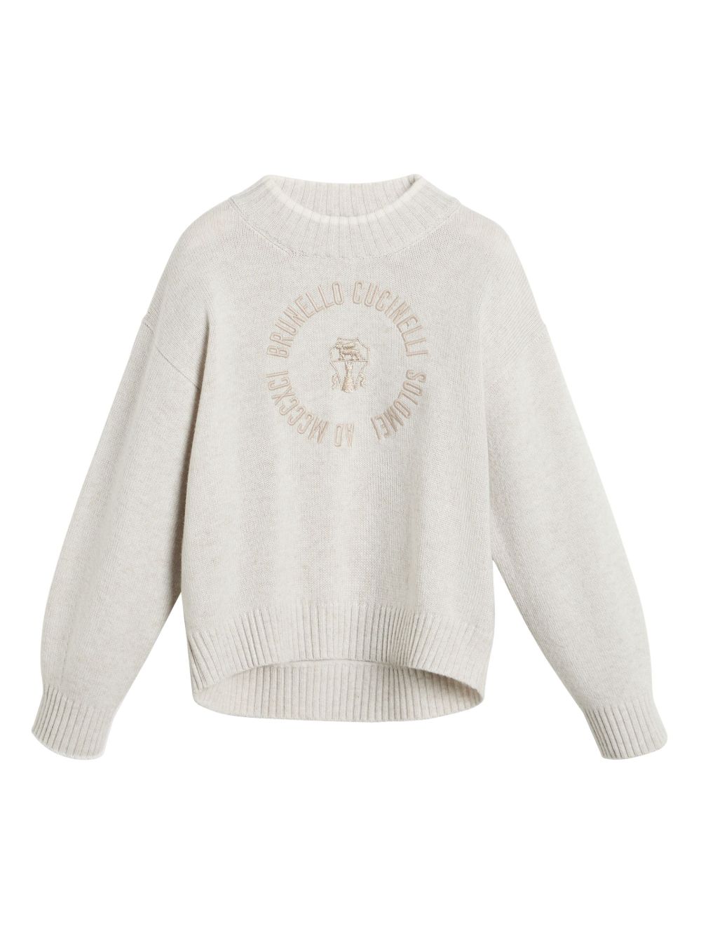 Brunello Cucinelli Kids 刺绣毛衣 - 中性色