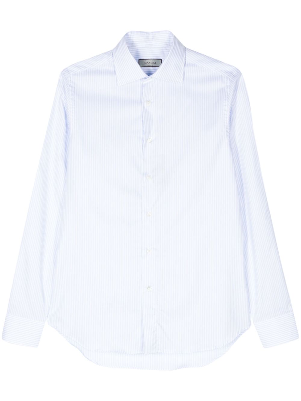 Canali 条纹棉衬衫 - 蓝色