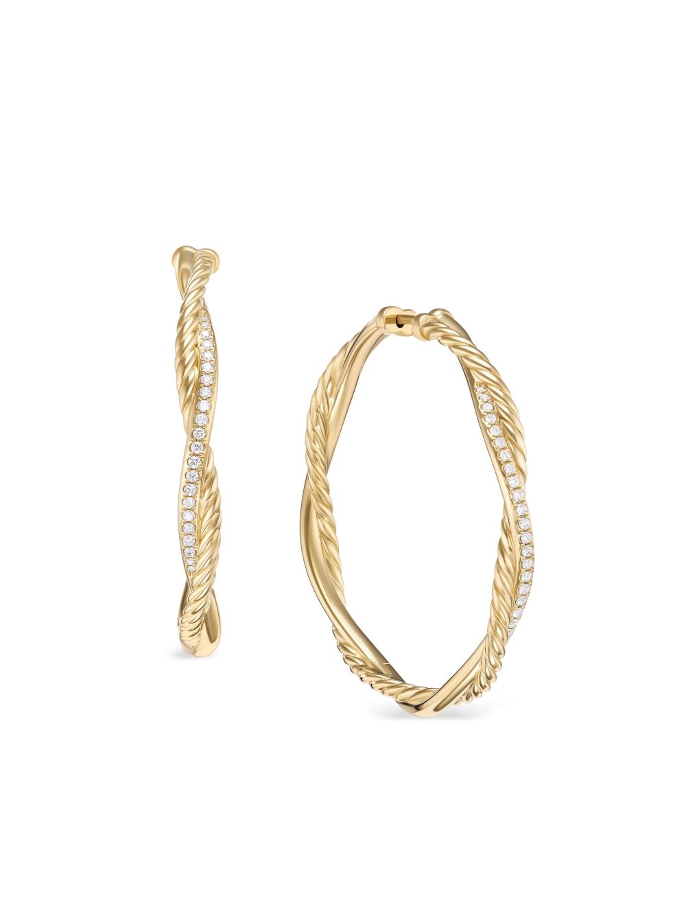 David Yurman Infinity 18K黄金钻石圈形耳环 - 金色