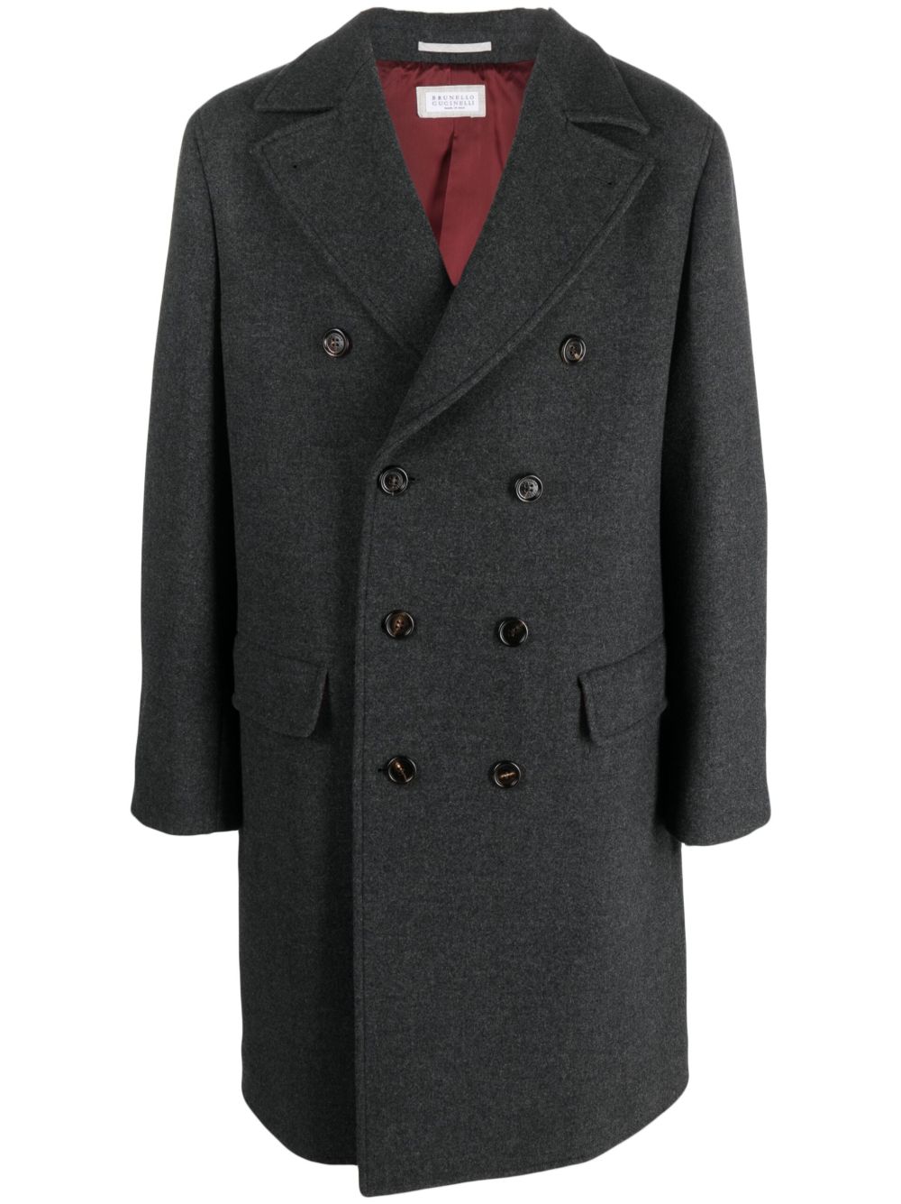 Brunello Cucinelli 双排扣羊毛混纺外套 - 灰色