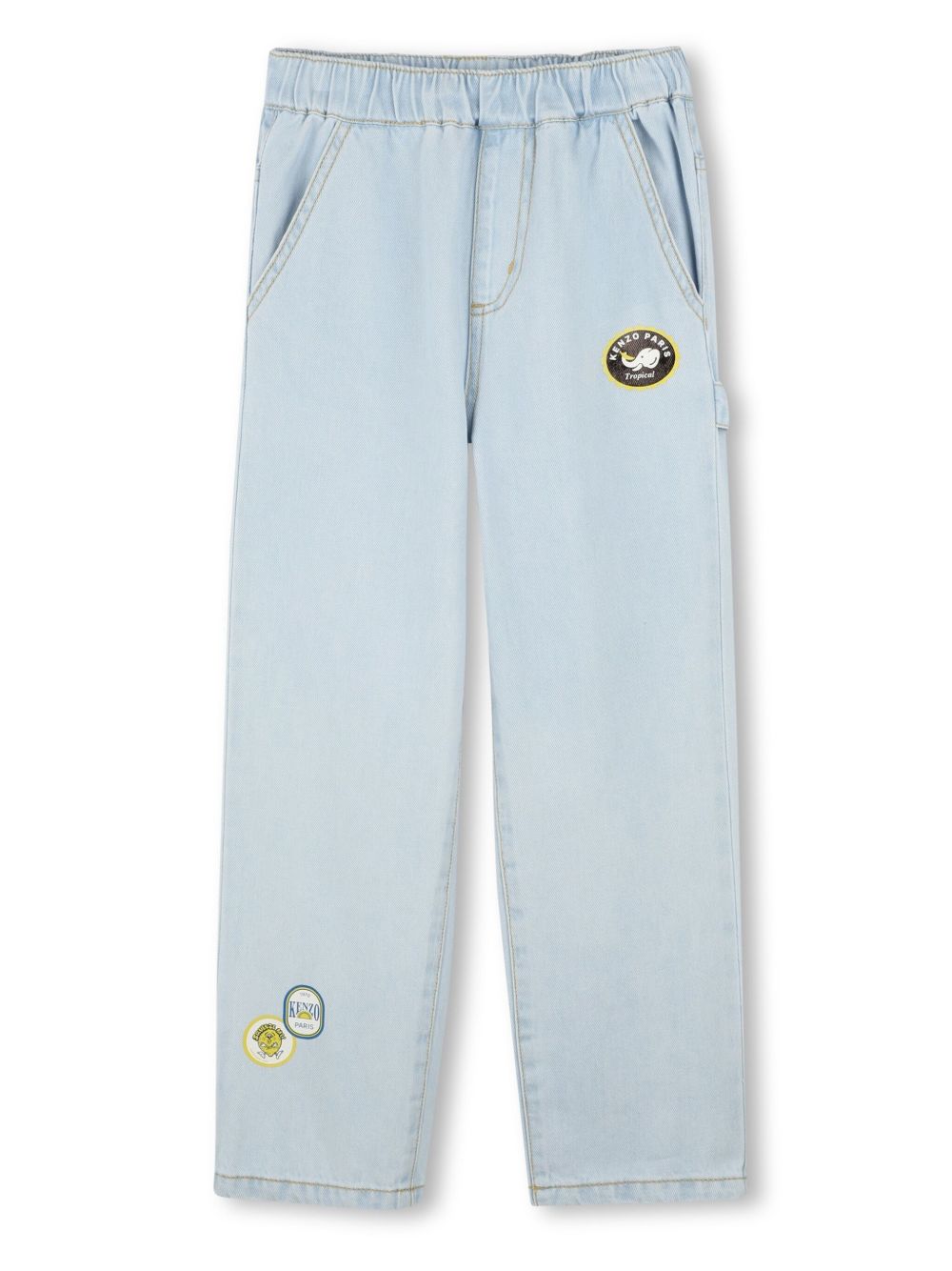Kenzo Kids 松紧直筒牛仔裤 - 蓝色