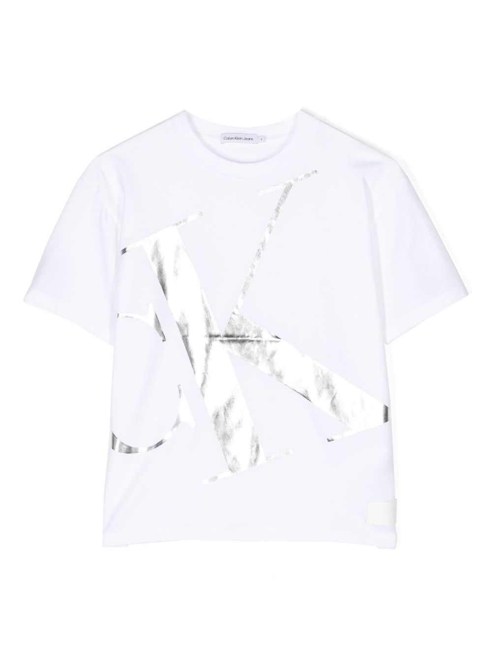 Calvin Klein Kids 金属感logo平纹针织T恤 - 白色