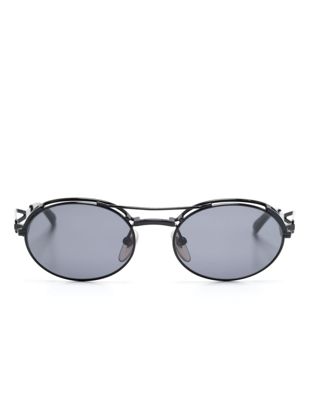 Jean Paul Gaultier Pre-Owned 椭圆形框太阳眼镜 - 黑色