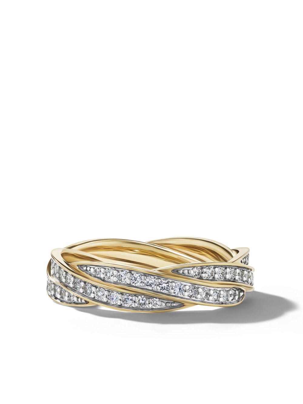 David Yurman Cable Twist 18K黄金钻石戒指 - 金色