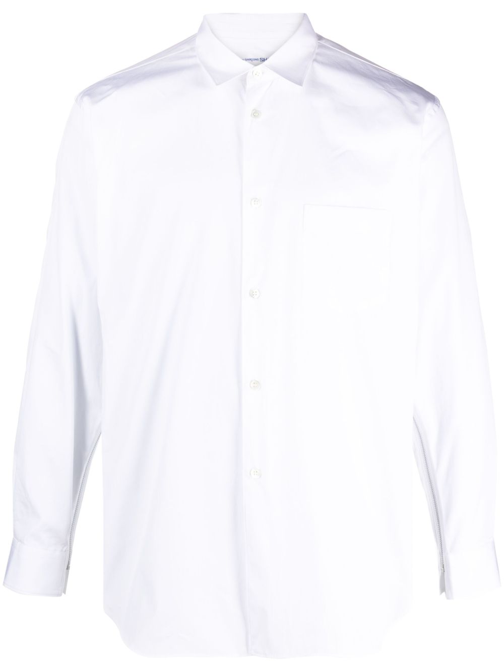 Comme Des Garçons Shirt 明线设计拉链棉衬衫 - 白色