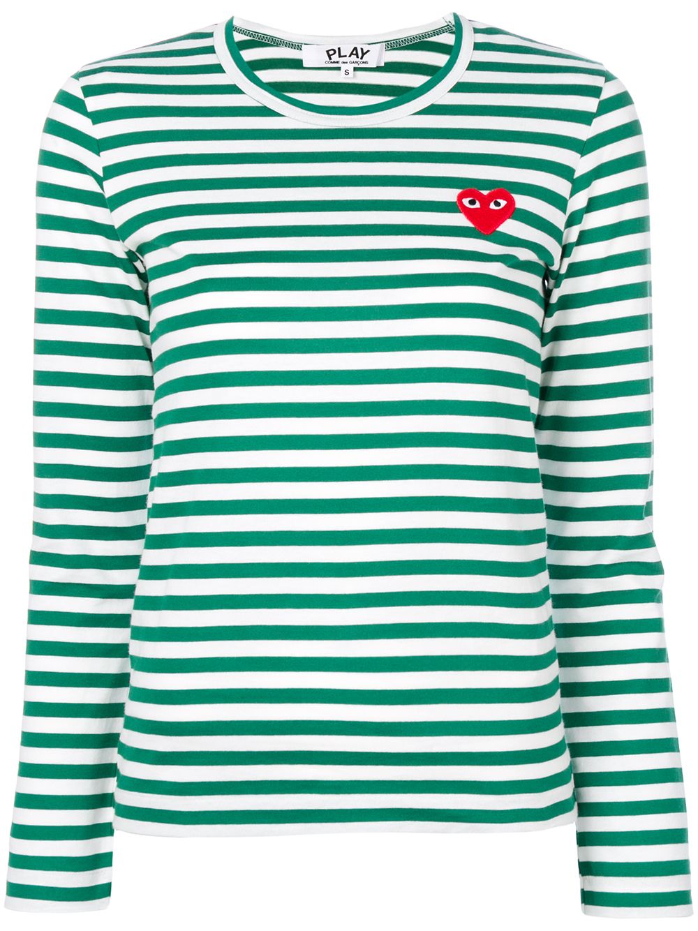 Comme Des Garçons Play logo贴花条纹T恤 - 绿色
