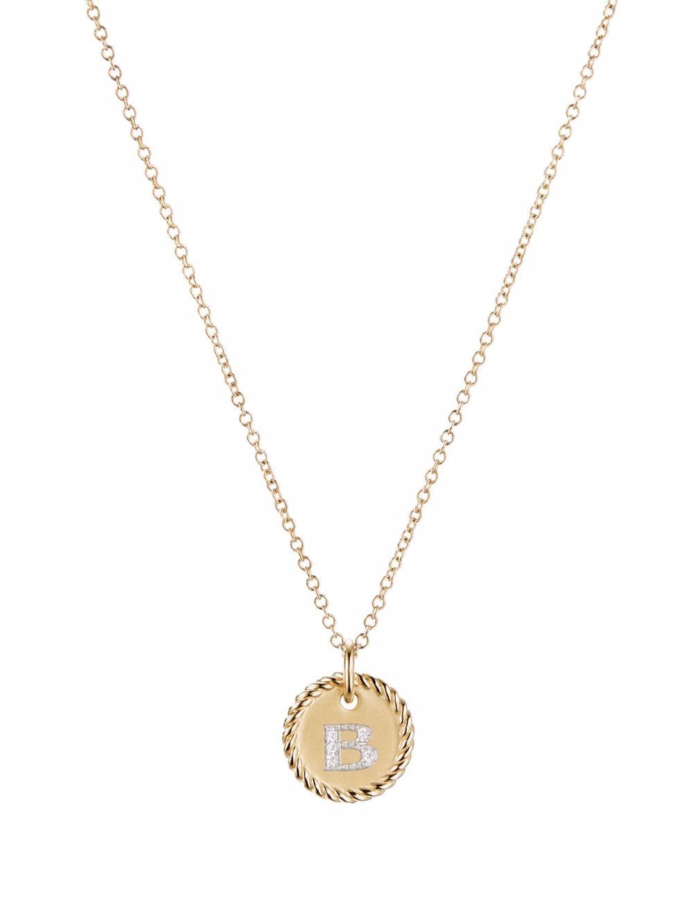 David Yurman 18K黄金 B Initial Charm 钻石项链 - 金色