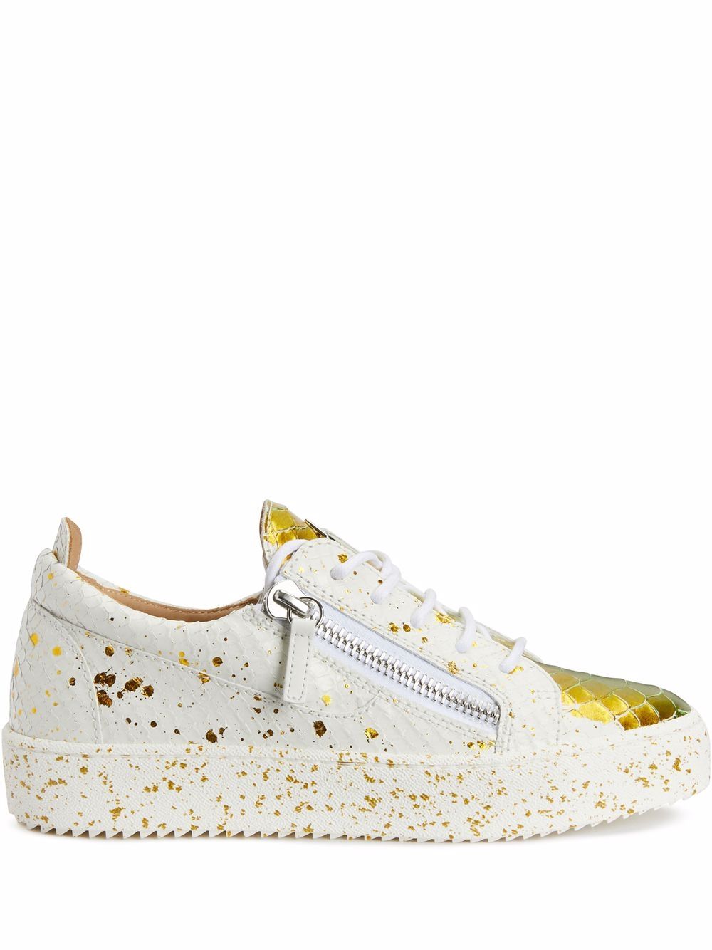Giuseppe Zanotti Frankie 仿鳄鱼纹皮质运动鞋 - 金色
