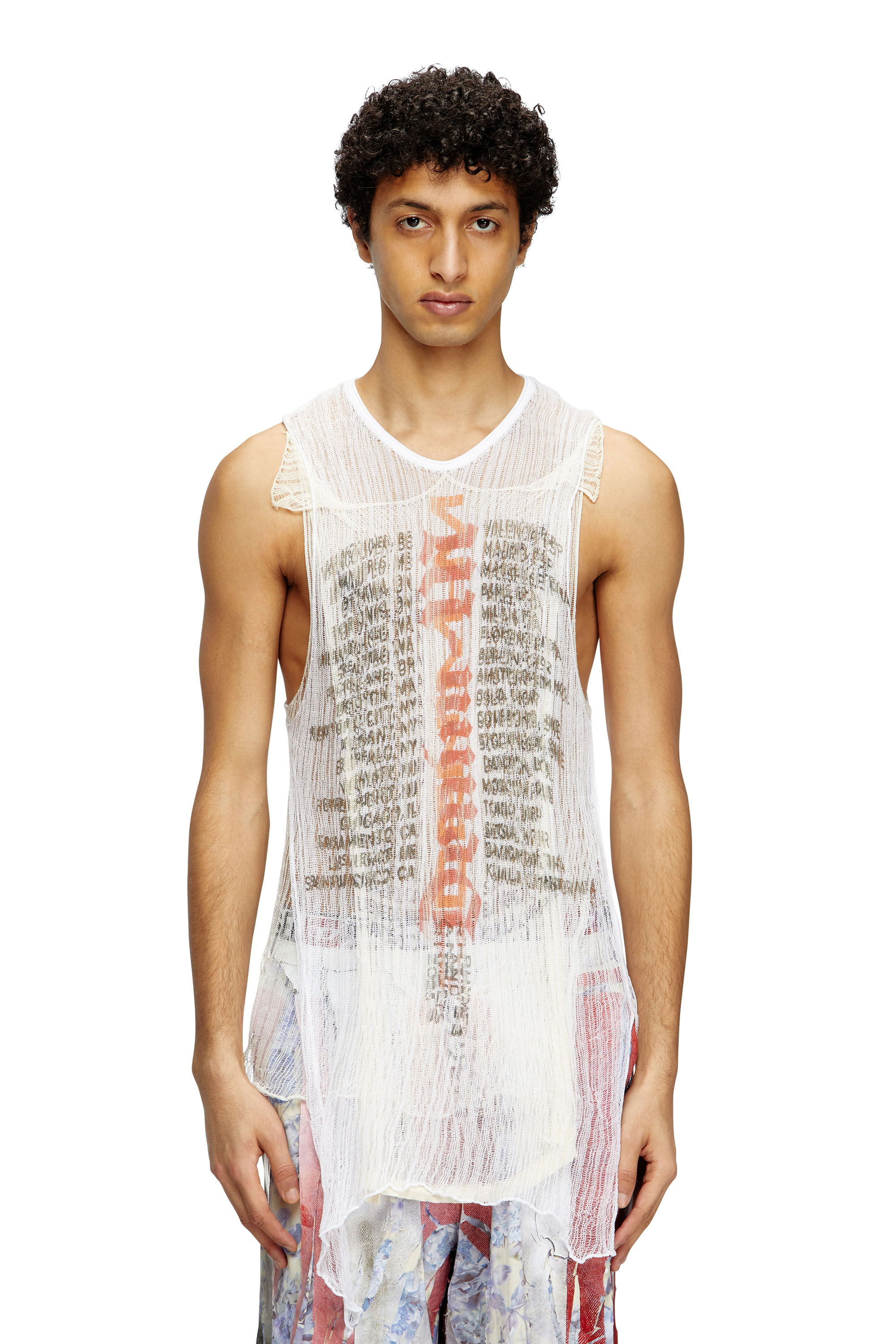 Diesel - Knitted tank top with distressing - Knitwear - Man - White