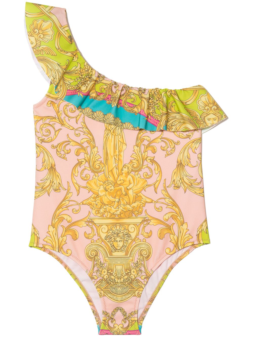 Versace Kids 范思哲 巴洛克图案印花连体泳衣 - 中性色