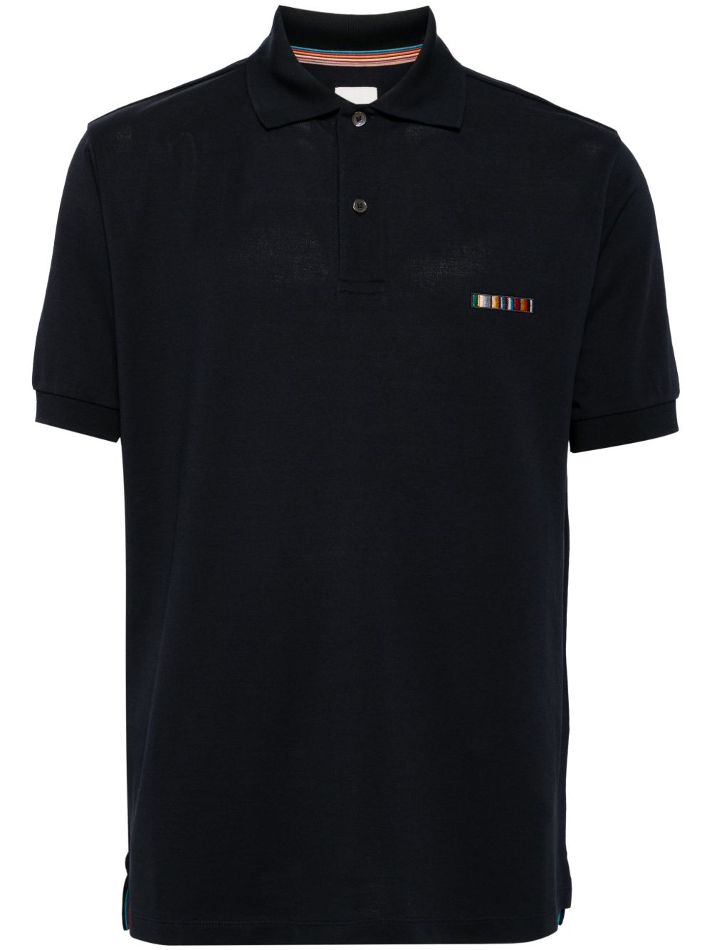 Paul Smith 条纹细节棉polo衫 - 蓝色